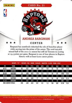 2012-13 Hoops Taco Bell #21 Andrea Bargnani Back