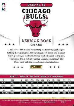 2012-13 Hoops Taco Bell #52 Derrick Rose Back