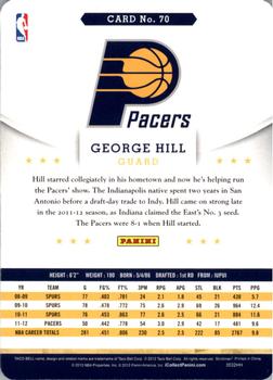 2012-13 Hoops Taco Bell #70 George Hill Back
