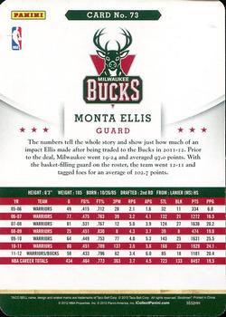 2012-13 Hoops Taco Bell #73 Monta Ellis Back