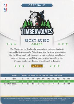 2012-13 Hoops Taco Bell #83 Ricky Rubio Back