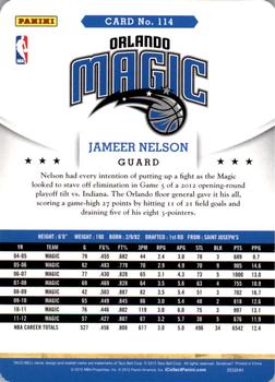 2012-13 Hoops Taco Bell #114 Jameer Nelson Back
