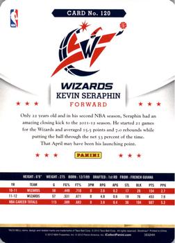 2012-13 Hoops Taco Bell #120 Kevin Seraphin Back