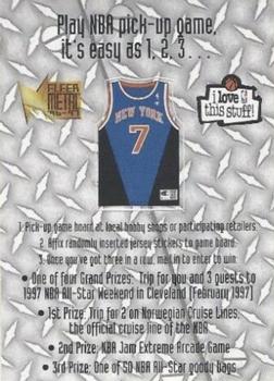 1996-97 Metal - NBA Pick-Up Game Sweepstakes Stickers #18 New York Knicks Front