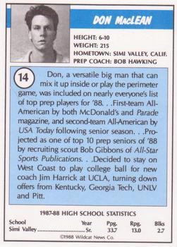 1988 Kentucky AAU Soviets - Perforated #14 Don MacLean Back