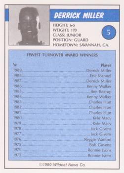 1988-89 Kentucky Wildcats Big Blue Awards - Perforated #5 Derrick Miller Back