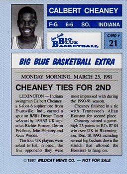 1990-91 Kentucky Wildcats Big Blue Magazine Dream Team/Award Winners - Perforated #21 Calbert Cheaney Back