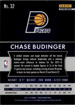 2015-16 Panini Prizm - Silver Prizms #32 Chase Budinger Back