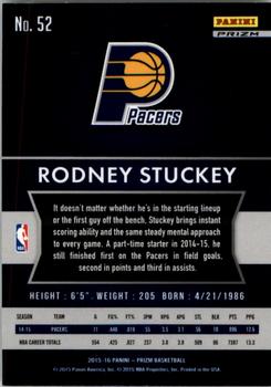 2015-16 Panini Prizm - Silver Prizms #52 Rodney Stuckey Back