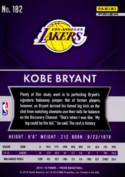 2015-16 Panini Prizm - Silver Prizms #182 Kobe Bryant Back