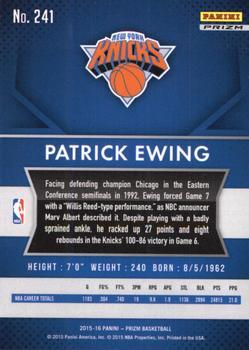 2015-16 Panini Prizm - Silver Prizms #241 Patrick Ewing Back