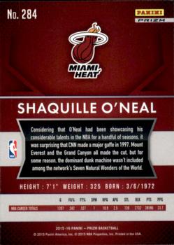 2015-16 Panini Prizm - Silver Prizms #284 Shaquille O'Neal Back