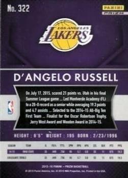 2015-16 Panini Prizm - Green Prizms #322 D'Angelo Russell Back