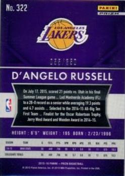 2015-16 Panini Prizm - Ruby Wave Prizms #322 D'Angelo Russell Back