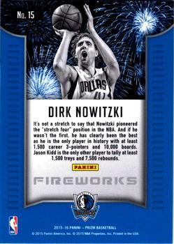 2015-16 Panini Prizm - Fireworks #15 Dirk Nowitzki Back