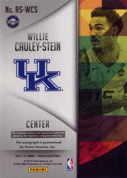 2015-16 Panini Prizm - Rookie Signatures #RS-WCS Willie Cauley-Stein Back