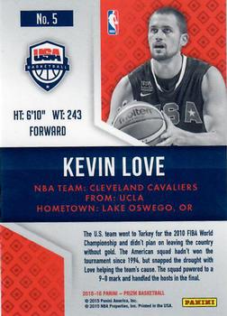 2015-16 Panini Prizm - USA Basketball #5 Kevin Love Back