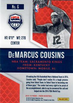 2015-16 Panini Prizm - USA Basketball #6 DeMarcus Cousins Back