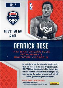 2015-16 Panini Prizm - USA Basketball #7 Derrick Rose Back