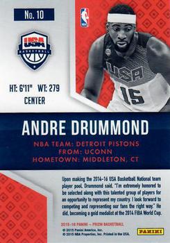 2015-16 Panini Prizm - USA Basketball #10 Andre Drummond Back