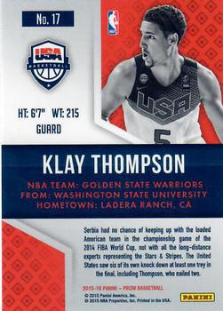 2015-16 Panini Prizm - USA Basketball #17 Klay Thompson Back