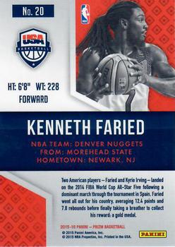 2015-16 Panini Prizm - USA Basketball #20 Kenneth Faried Back