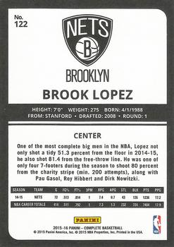 2015-16 Panini Complete - Gold #122 Brook Lopez Back