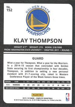 2015-16 Panini Complete - Gold #152 Klay Thompson Back