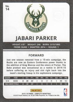 2015-16 Panini Complete - Silver #14 Jabari Parker Back