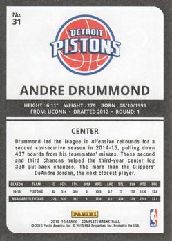2015-16 Panini Complete - Silver #31 Andre Drummond Back