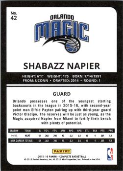 2015-16 Panini Complete - Silver #42 Shabazz Napier Back