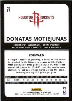 2015-16 Panini Complete - Silver #57 Donatas Motiejunas Back