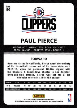 2015-16 Panini Complete - Silver #59 Paul Pierce Back