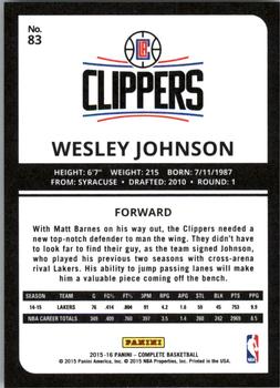 2015-16 Panini Complete - Silver #83 Wesley Johnson Back