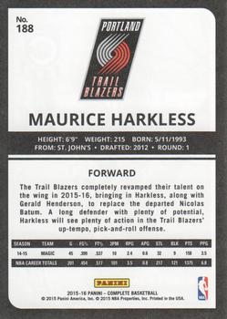 2015-16 Panini Complete - Silver #188 Maurice Harkless Back