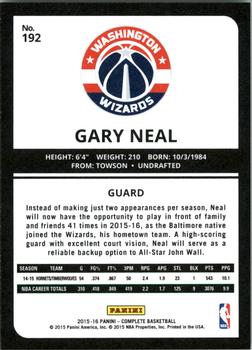2015-16 Panini Complete - Silver #192 Gary Neal Back