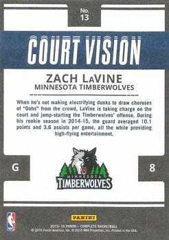 2015-16 Panini Complete - Court Vision #13 Zach LaVine Back