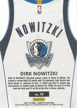 2015-16 Panini Complete - Home #10 Dirk Nowitzki Back
