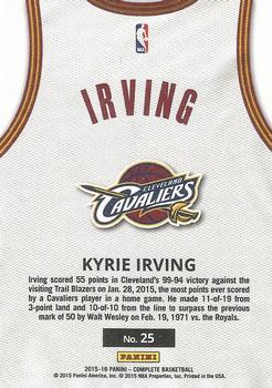 2015-16 Panini Complete - Home #25 Kyrie Irving Back