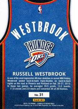 2015-16 Panini Complete - Away #31 Russell Westbrook Back
