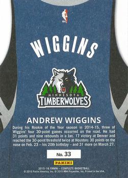 2015-16 Panini Complete - Away #33 Andrew Wiggins Back