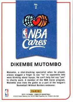 2015-16 Panini Complete - NBA Cares #2 Dikembe Mutombo Back
