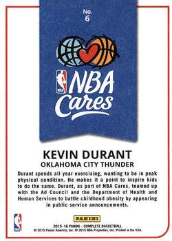 2015-16 Panini Complete - NBA Cares #6 Kevin Durant Back