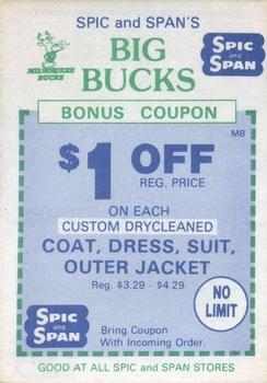 1979-80 Spic and Span Milwaukee Bucks #NNO Spic and Span Coupon Back
