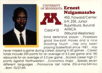 1992-93 Minnesota Golden Gophers #10 Ernest Nzigamasabo Back