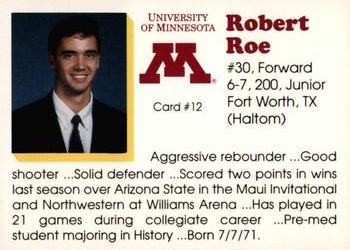 1992-93 Minnesota Golden Gophers #12 Robert Roe Back