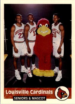 1993-94 Louisville Cardinals #17 Louisville Cardinal Mascot / Greg Minor / Doug Calhoun / Dwayne Morton Front
