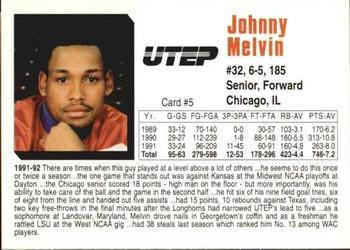 1992-93 UTEP Miners #5 Johnny Melvin Back