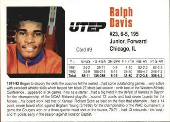 1992-93 UTEP Miners #9 Ralph Davis Back