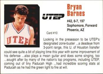 1992-93 UTEP Miners #10 Bryan Barnes Back